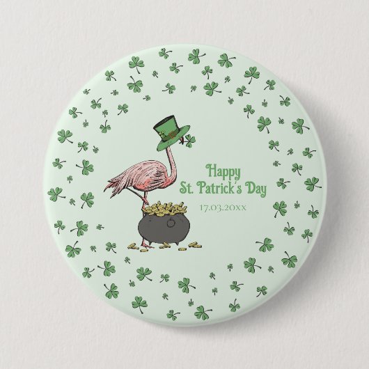Irish Shamrock Flamingo St. Patrick’s Day Party Bu Button (Vorderseite)