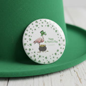 Irish Shamrock Flamingo St. Patrick’s Day Party Button