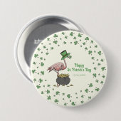 Irish Shamrock Flamingo St. Patrick’s Day Party Kn Button (Vorne & Hinten)