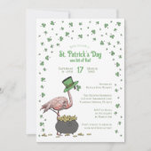 Irish Shamrock Flamingo St Patrick's Day Party Einladung (Vorderseite)