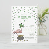 Irish Shamrock Flamingo St Patrick's Day Party Einladung (Stehend Vorderseite)