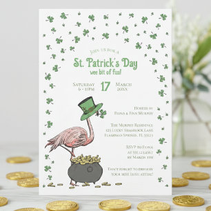 Irish Shamrock Flamingo St. Patrick's Day Party Einladung