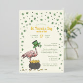 Irish Shamrock Flamingo St Patrick's Day Party Folieneinladung (Stehend vorne)
