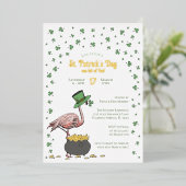 Irish Shamrock Flamingo St Patrick's Day Party Folieneinladung (Stehend vorne)