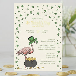Irish Shamrock Flamingo St Patrick's Day Party Folieneinladung