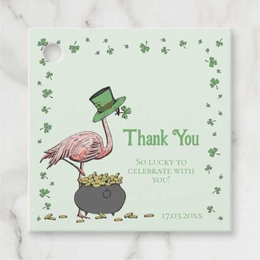 Irish Shamrock Flamingo Thank You Geschenkanhänger (Vorderseite)