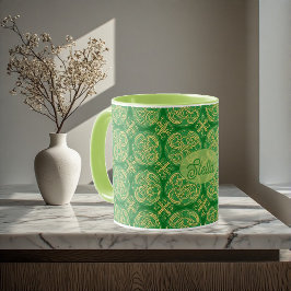 Irish Shamrock Grüne Abstrakte keltische Knoten in Tasse