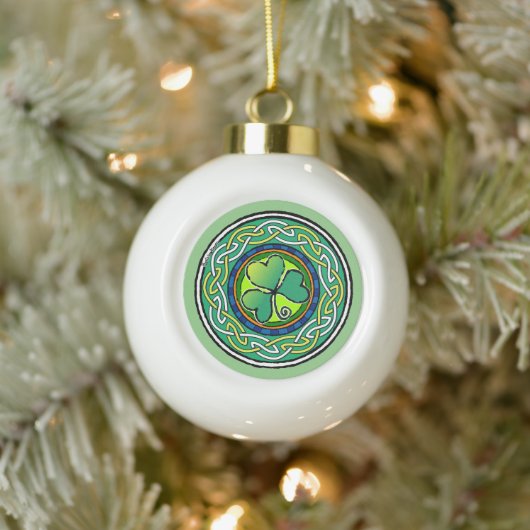 Irish Shamrock Keramik Kugel-Ornament (Baum)