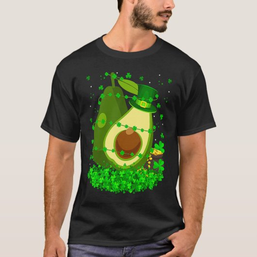 Irish Shamrock Leprechaun Avocado St Patrick's Day T-Shirt (Vorderseite)