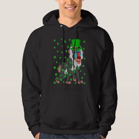 Irish Shamrock Leprechaun Baboon St Patrick's Day Hoodie (Vorderseite)