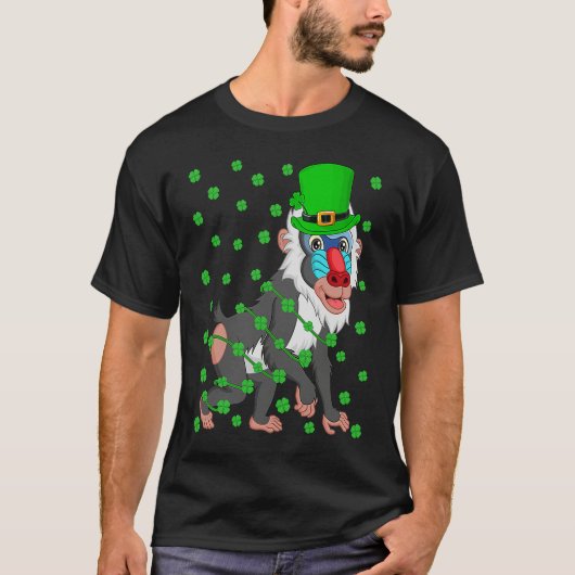 Irish Shamrock Leprechaun Baboon St Patrick's Day T-Shirt (Vorderseite)