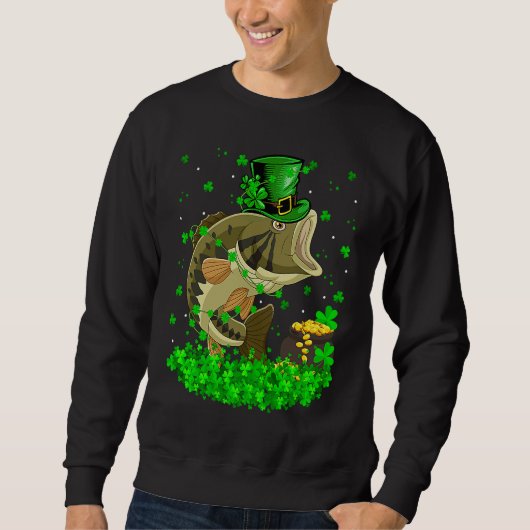 Irish Shamrock Leprechaun Bass Fish St Patrick's D Sweatshirt (Vorderseite)