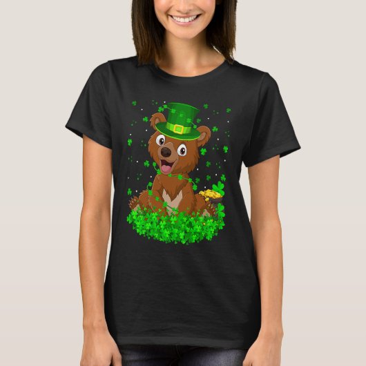 Irish Shamrock Leprechaun Bear St Patrick's Day T-Shirt (Vorderseite)