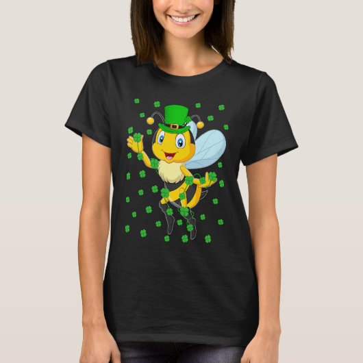 Irish Shamrock Leprechaun Bee St Patrick's Day T-Shirt (Vorderseite)