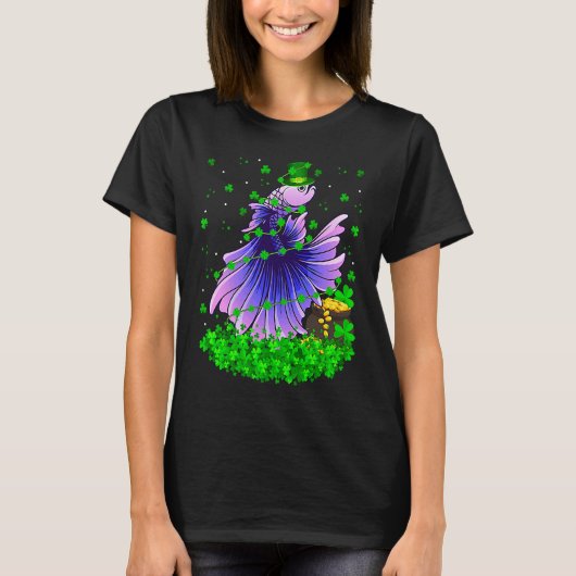 Irish Shamrock Leprechaun Betta Fish St Patrick's T-Shirt (Vorderseite)