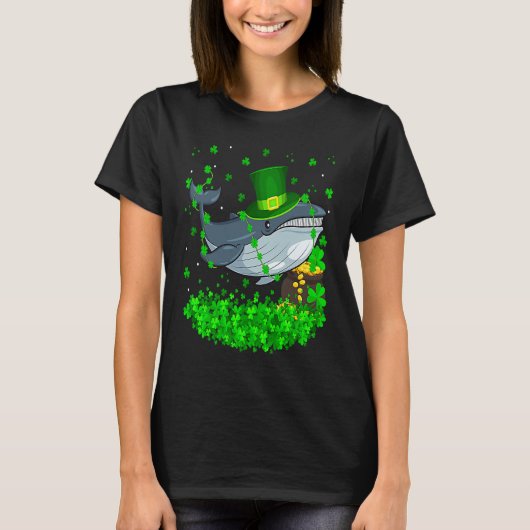 Irish Shamrock Leprechaun Blue Whale St Patrick's  T-Shirt (Vorderseite)