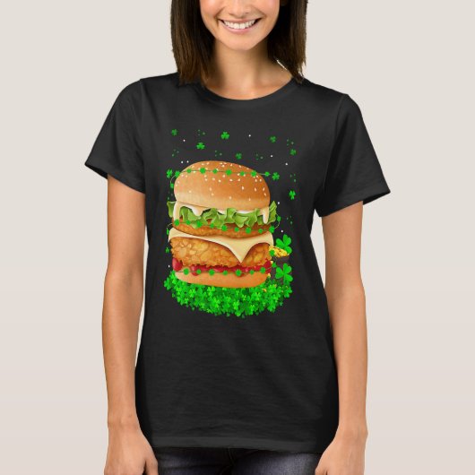 Irish Shamrock Leprechaun Burger St Patrick's Day T-Shirt (Vorderseite)