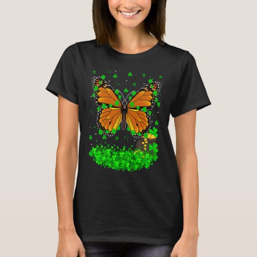 Irish Shamrock Leprechaun Butterfly St Patrick's D T-Shirt (Vorderseite)