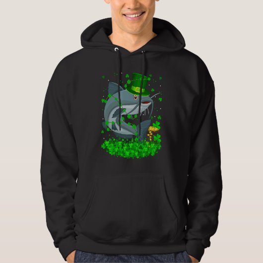 Irish Shamrock Leprechaun Catfish St Patrick's Day Hoodie (Vorderseite)