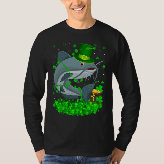 Irish Shamrock Leprechaun Catfish St Patrick's Day T-Shirt (Vorderseite)