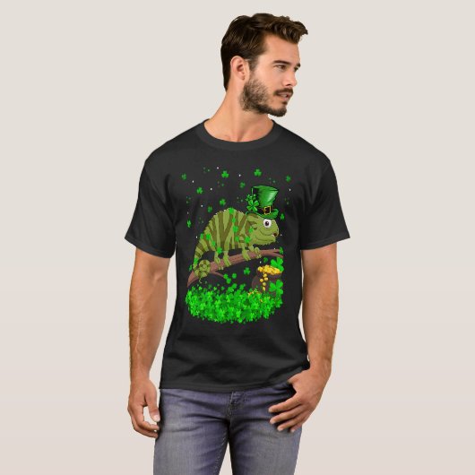 Irish Shamrock Leprechaun Chameleon St Patrick's D T-Shirt (Vorne ganz)