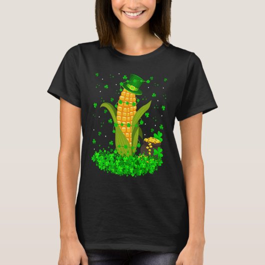 Irish Shamrock Leprechaun Corn St Patrick's Day T-Shirt (Vorderseite)