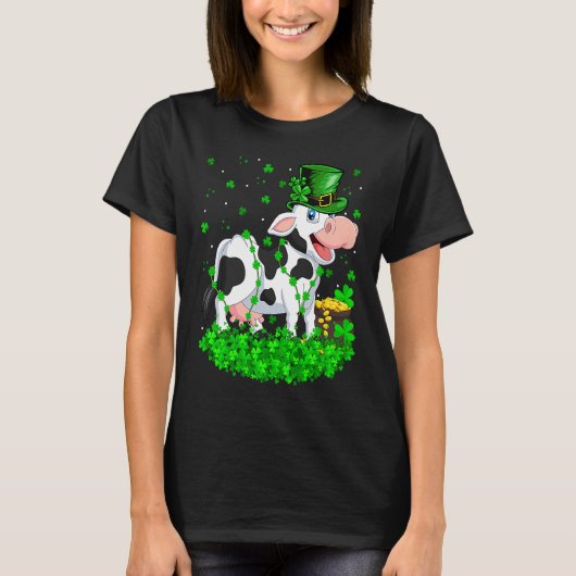 Irish Shamrock Leprechaun Cow St Patrick's Day T-Shirt (Vorderseite)
