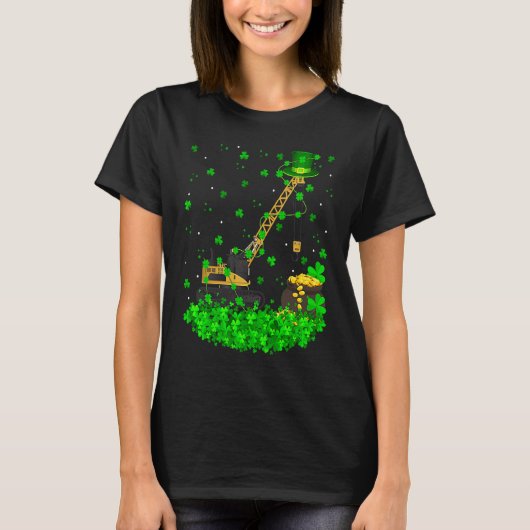 Irish Shamrock Leprechaun Crane St Patrick's Day T-Shirt (Vorderseite)