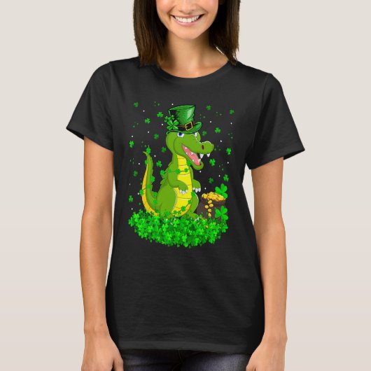 Irish Shamrock Leprechaun Crocodile St Patrick's D T-Shirt (Vorderseite)