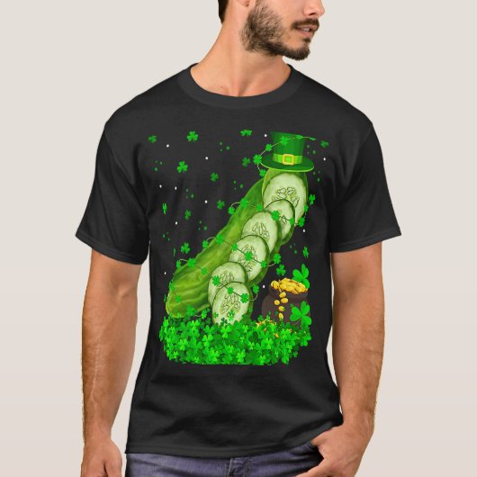 Irish Shamrock Leprechaun Cucumber St Patrick's Da T-Shirt (Vorderseite)