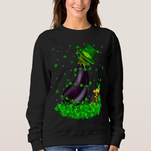 Irish Shamrock Leprechaun Eggplant St Patrick's Da Sweatshirt (Vorderseite)