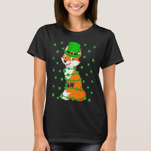 Irish Shamrock Leprechaun Fox St Patrick's Day T-Shirt (Vorderseite)