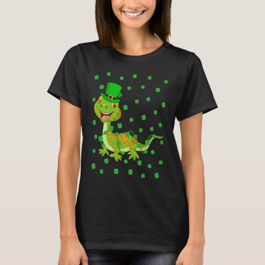Irish Shamrock Leprechaun Gecko St Patrick's Day T-Shirt (Vorderseite)