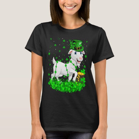 Irish Shamrock Leprechaun Goat St Patrick's Day T-Shirt (Vorderseite)