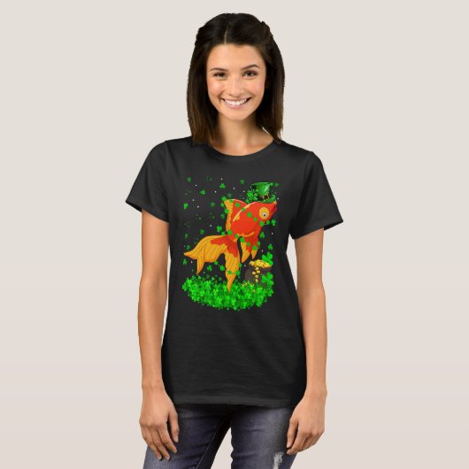 Irish Shamrock Leprechaun Goldfish St Patrick's Da T-Shirt (Vorne ganz)