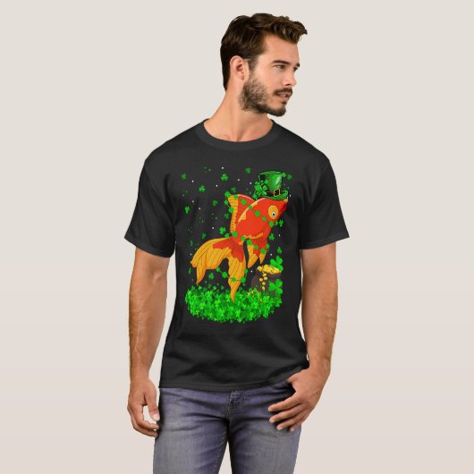 Irish Shamrock Leprechaun Goldfish St Patrick's Da T-Shirt (Vorne ganz)