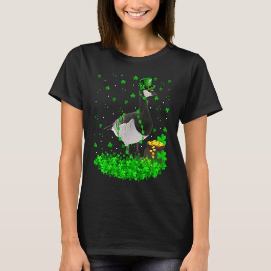 Irish Shamrock Leprechaun Goose Bird St Patrick's T-Shirt (Vorderseite)