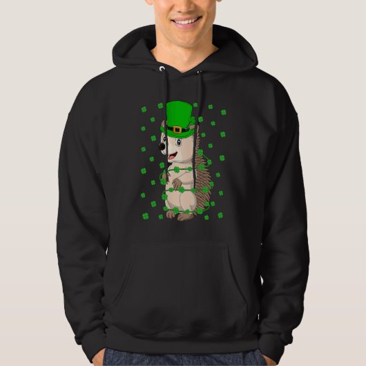 Irish Shamrock Leprechaun Hedgehog St Patrick's Da Hoodie (Vorderseite)