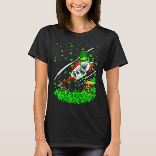 Irish Shamrock Leprechaun Helicopter St Patrick's T-Shirt (Vorderseite)
