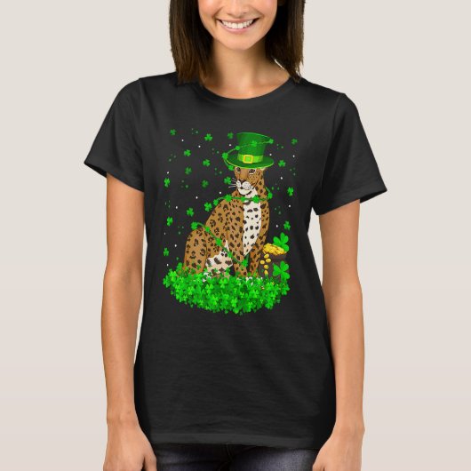 Irish Shamrock Leprechaun Jaguar St Patrick's Day T-Shirt (Vorderseite)