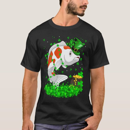 Irish Shamrock Leprechaun Koi Fish St Patrick's Da T-Shirt (Vorderseite)