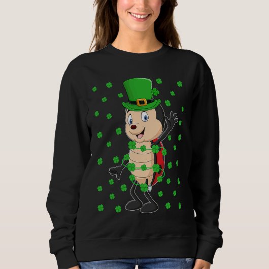 Irish Shamrock Leprechaun Ladybug St Patrick's Day Sweatshirt (Vorderseite)