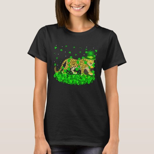 Irish Shamrock Leprechaun Leopard St Patrick's Day T-Shirt (Vorderseite)