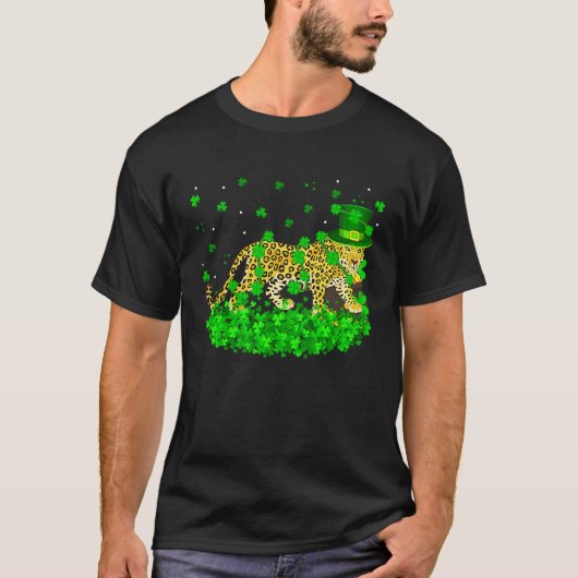 Irish Shamrock Leprechaun Leopard St Patrick's Day T-Shirt (Vorderseite)