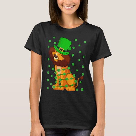 Irish Shamrock Leprechaun Lion St Patrick's Day T-Shirt (Vorderseite)