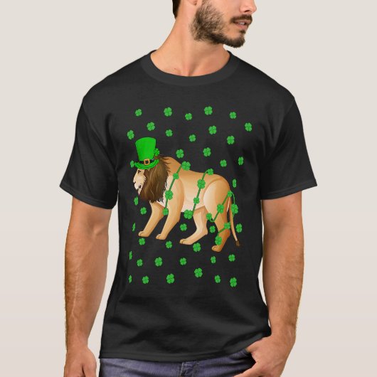 Irish Shamrock Leprechaun Mountain Lion St Patrick T-Shirt (Vorderseite)