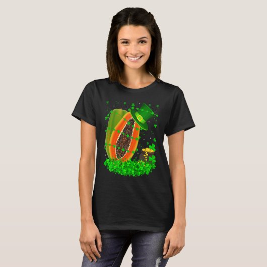 Irish Shamrock Leprechaun Papaya St Patrick's Day T-Shirt (Vorne ganz)
