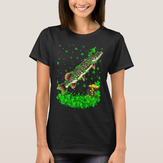 Irish Shamrock Leprechaun Pike Fish St Patrick's D T-Shirt (Vorderseite)