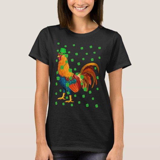 Irish Shamrock Leprechaun Rooster Bird St Patrick' T-Shirt (Vorderseite)