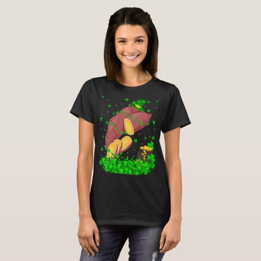 Irish Shamrock Leprechaun Sweet Potato St Patrick' T-Shirt (Vorne ganz)